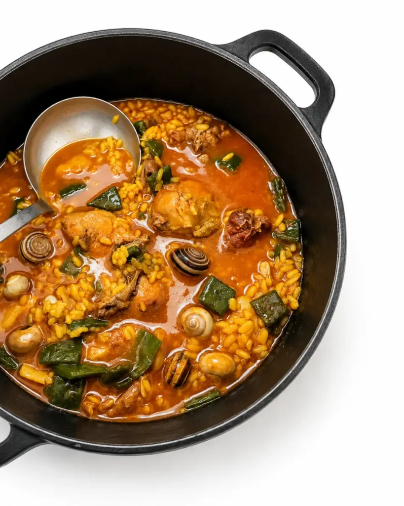 Arroz meloso valenciano con caracoles
