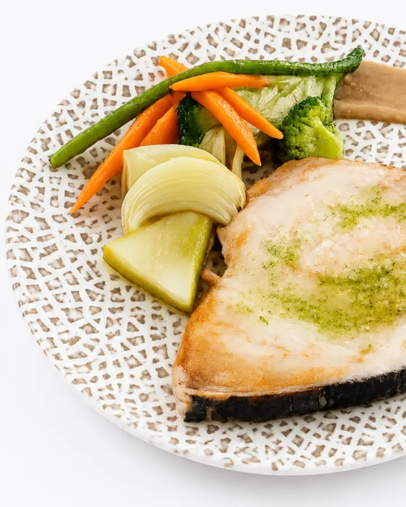 Emperador a la valenciana con patatas y verduras